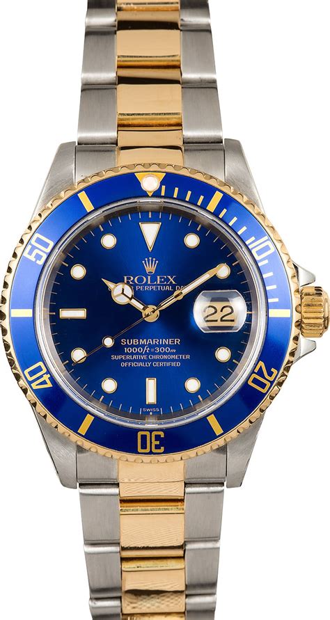 rolex submariner two tone blue face replica|rolex submariner date 116613ln.